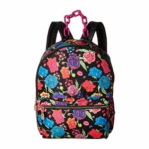 NWT BJ Black Floral Nylon Large Backpack FirmPrice